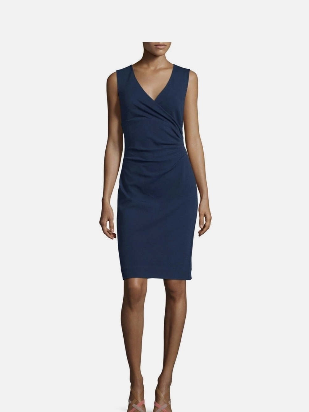 Diane Von Furstenberg Sleeveless Navy Wrap Sheath Dress